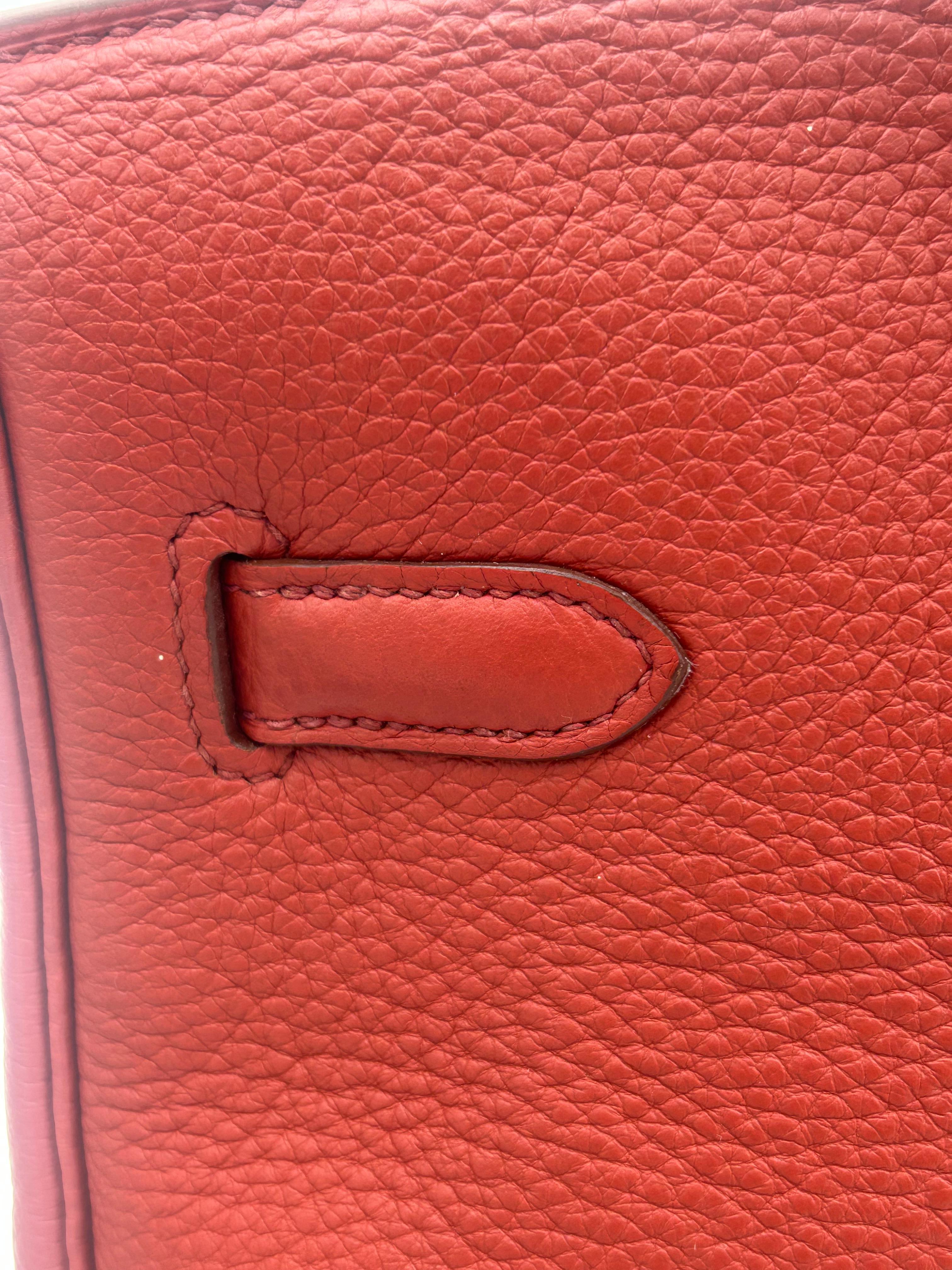 Hermès Red Birkin Bag 35 Togo Leather 2009 For Sale 8