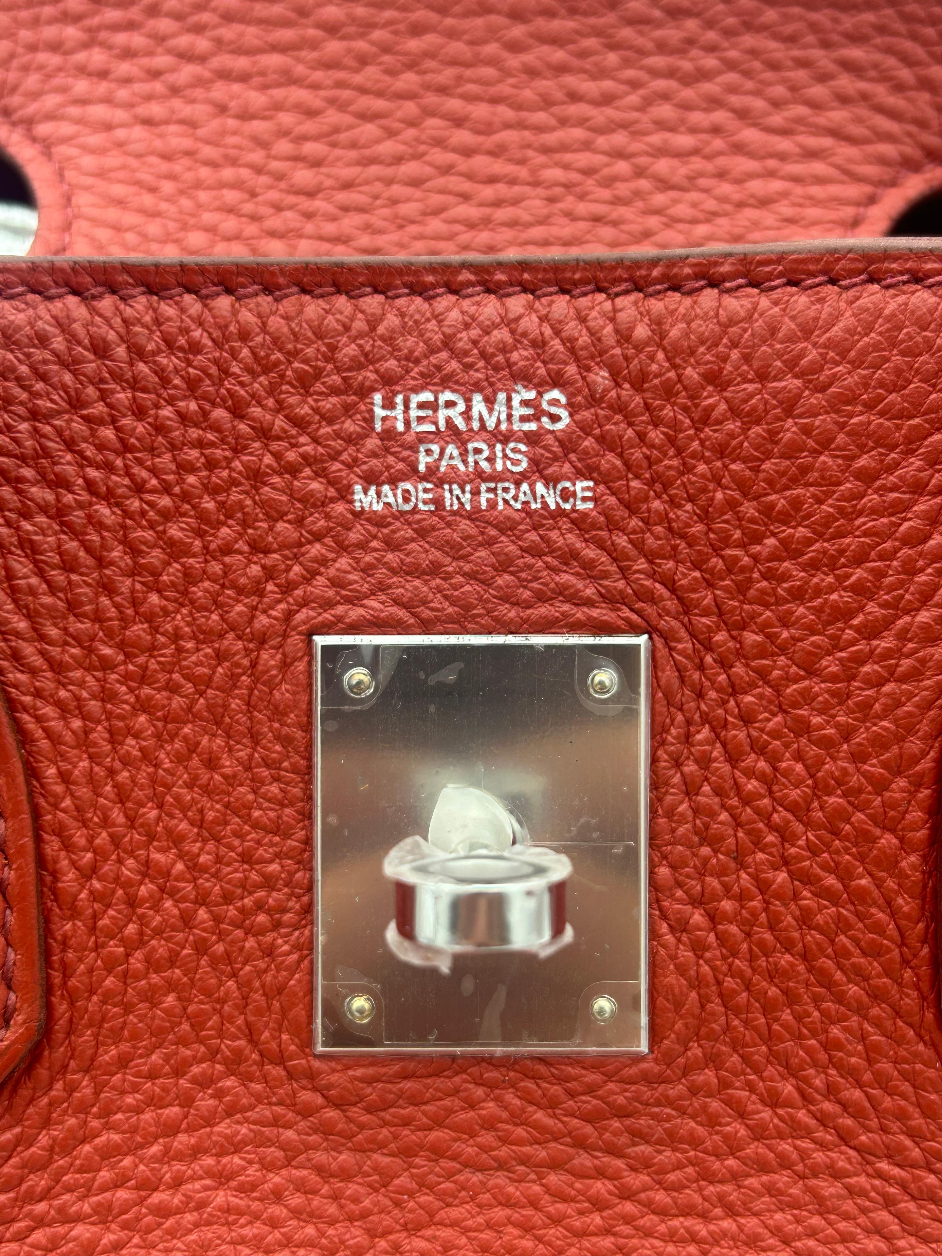Hermès Red Birkin Bag 35 Togo Leather 2009 For Sale 9