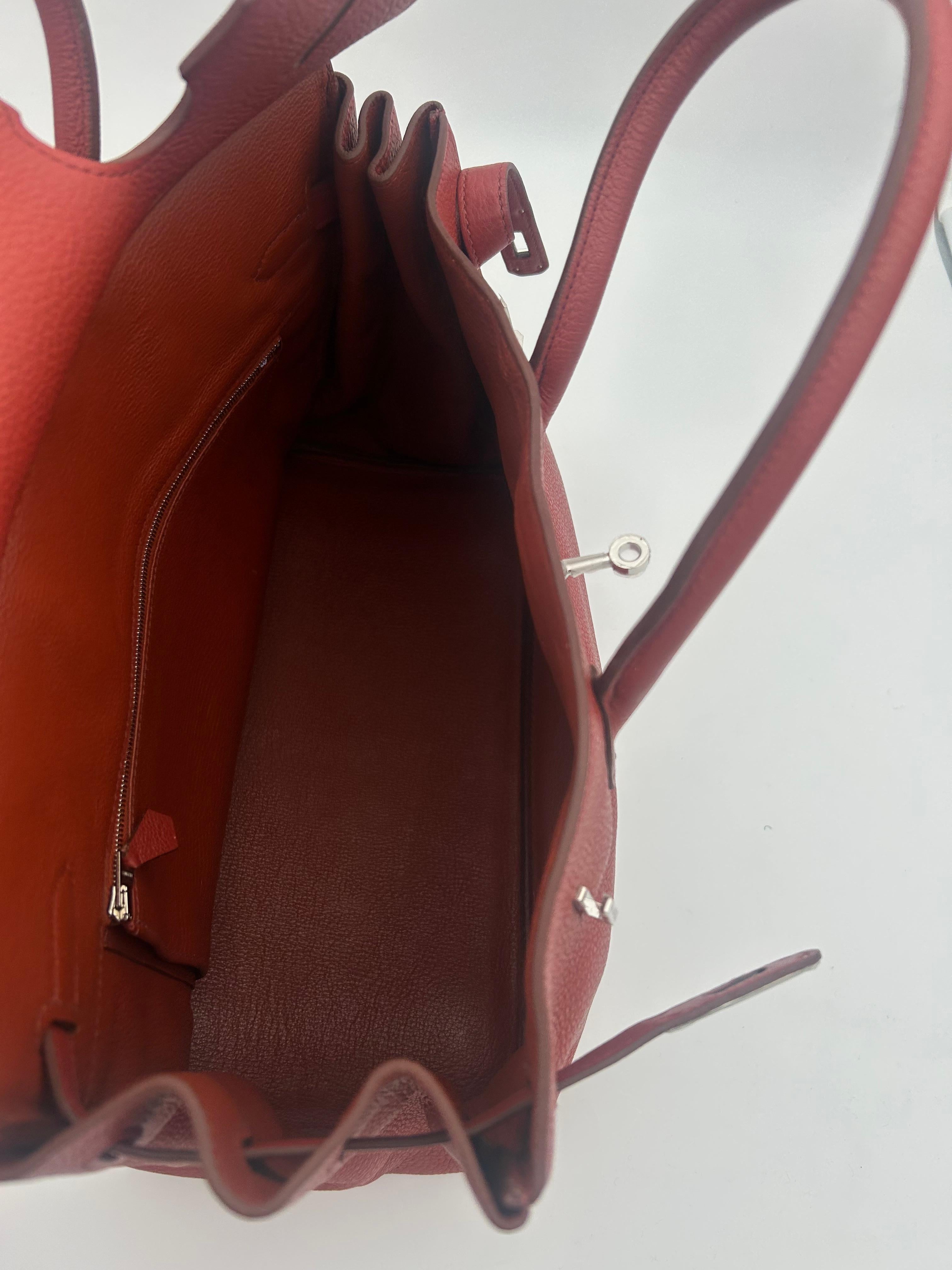 Hermès Red Birkin Bag 35 Togo Leather 2009 For Sale 10