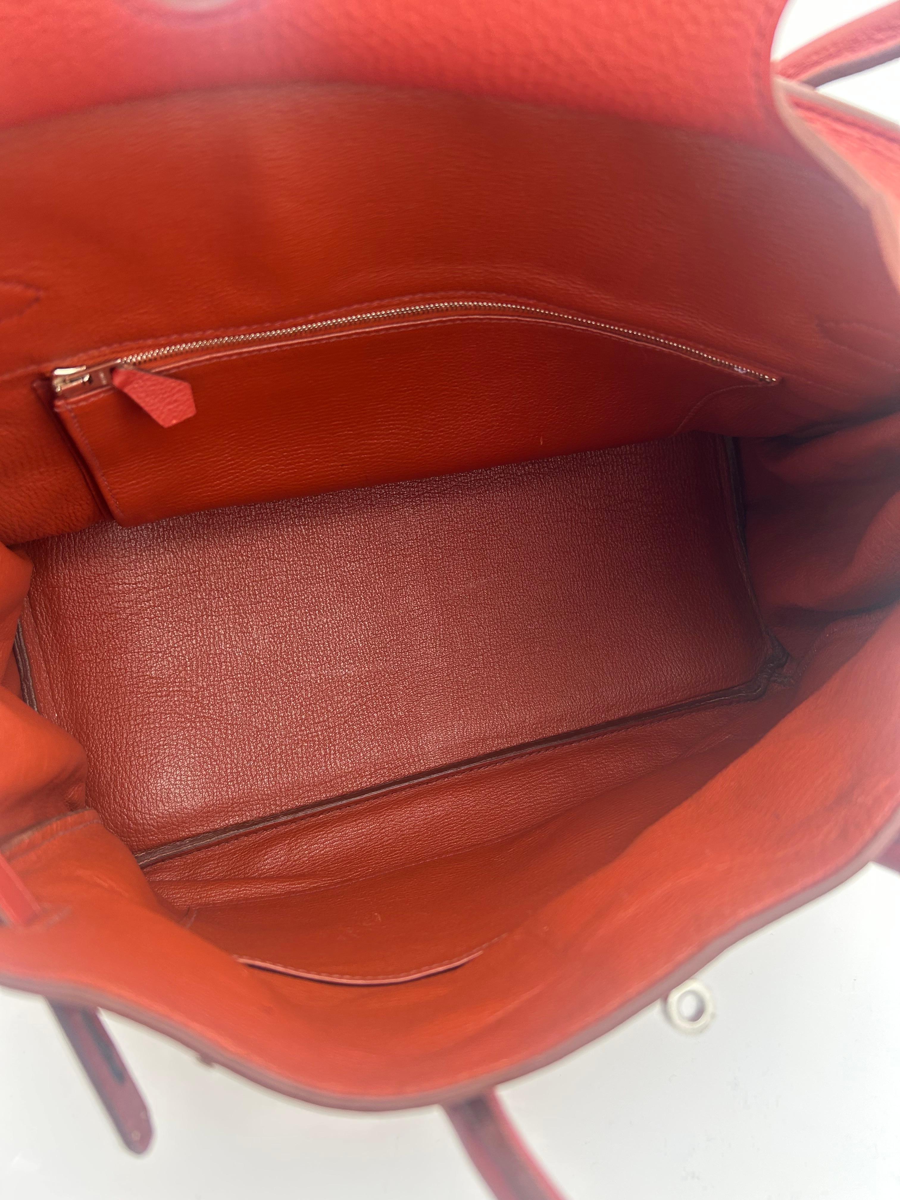 Hermès Red Birkin Bag 35 Togo Leather 2009 For Sale 11