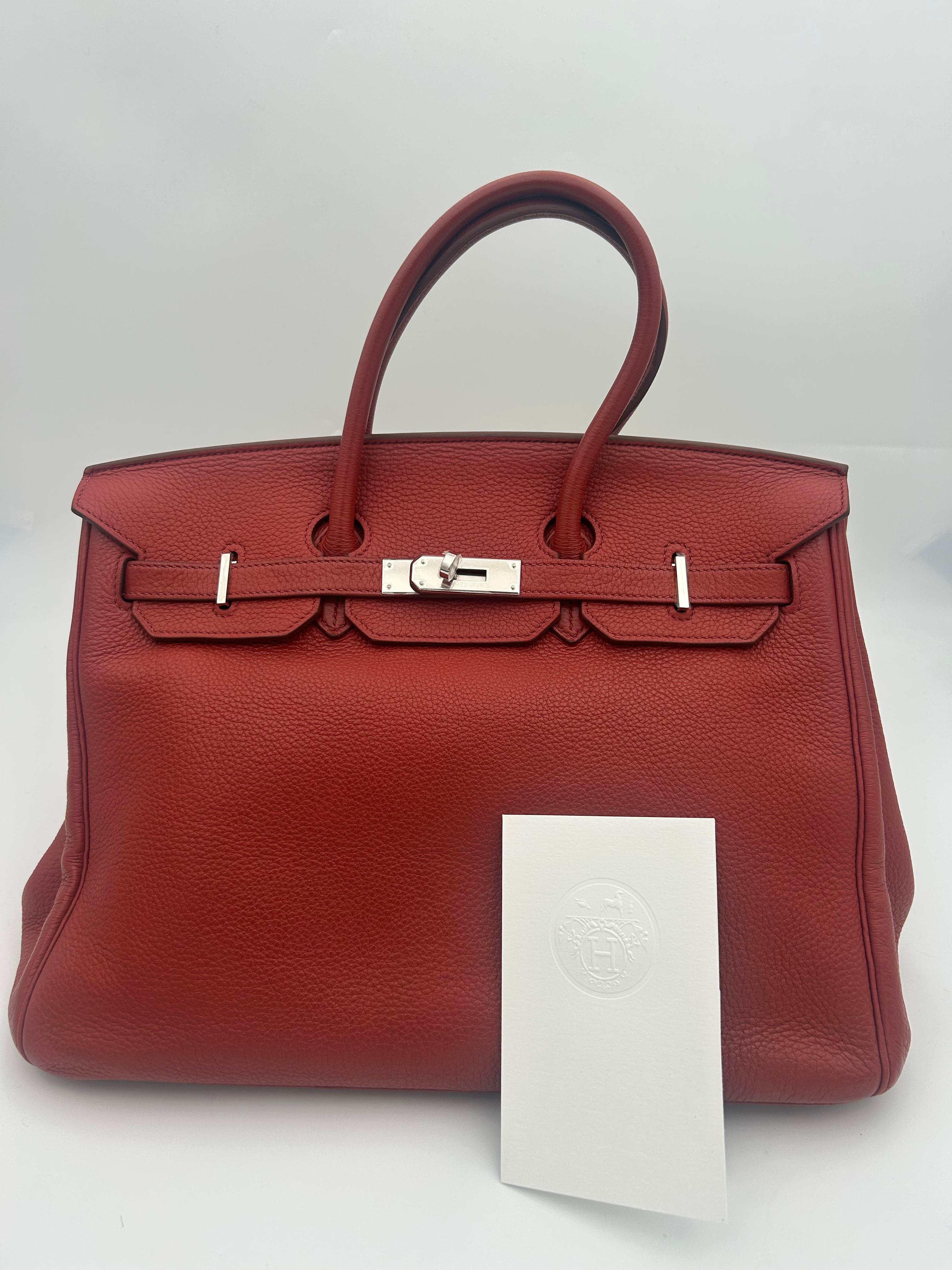 Hermès Red Birkin Bag 35 Togo Leather 2009 For Sale 14