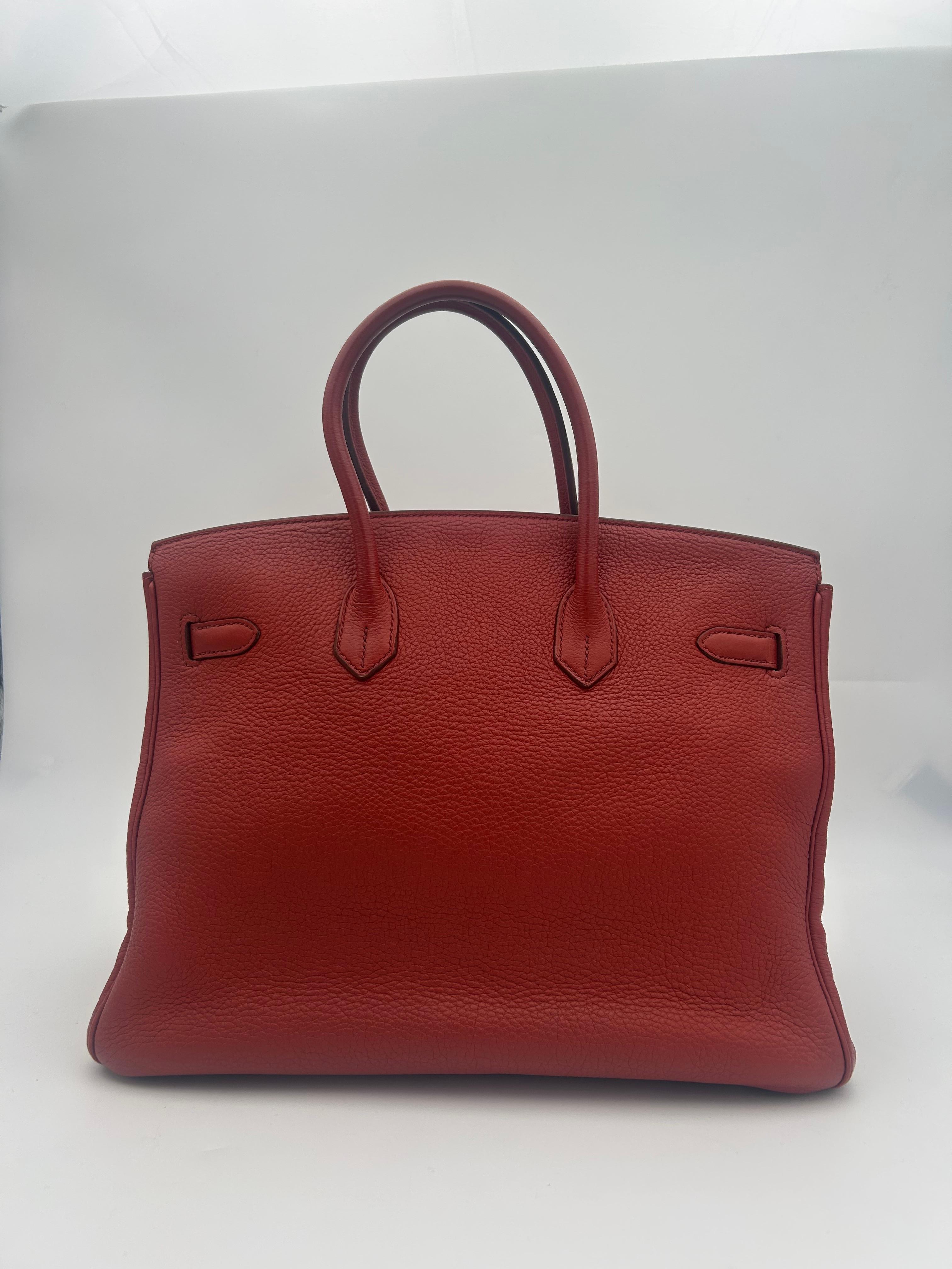 Brown Hermès Red Birkin Bag 35 Togo Leather 2009 For Sale