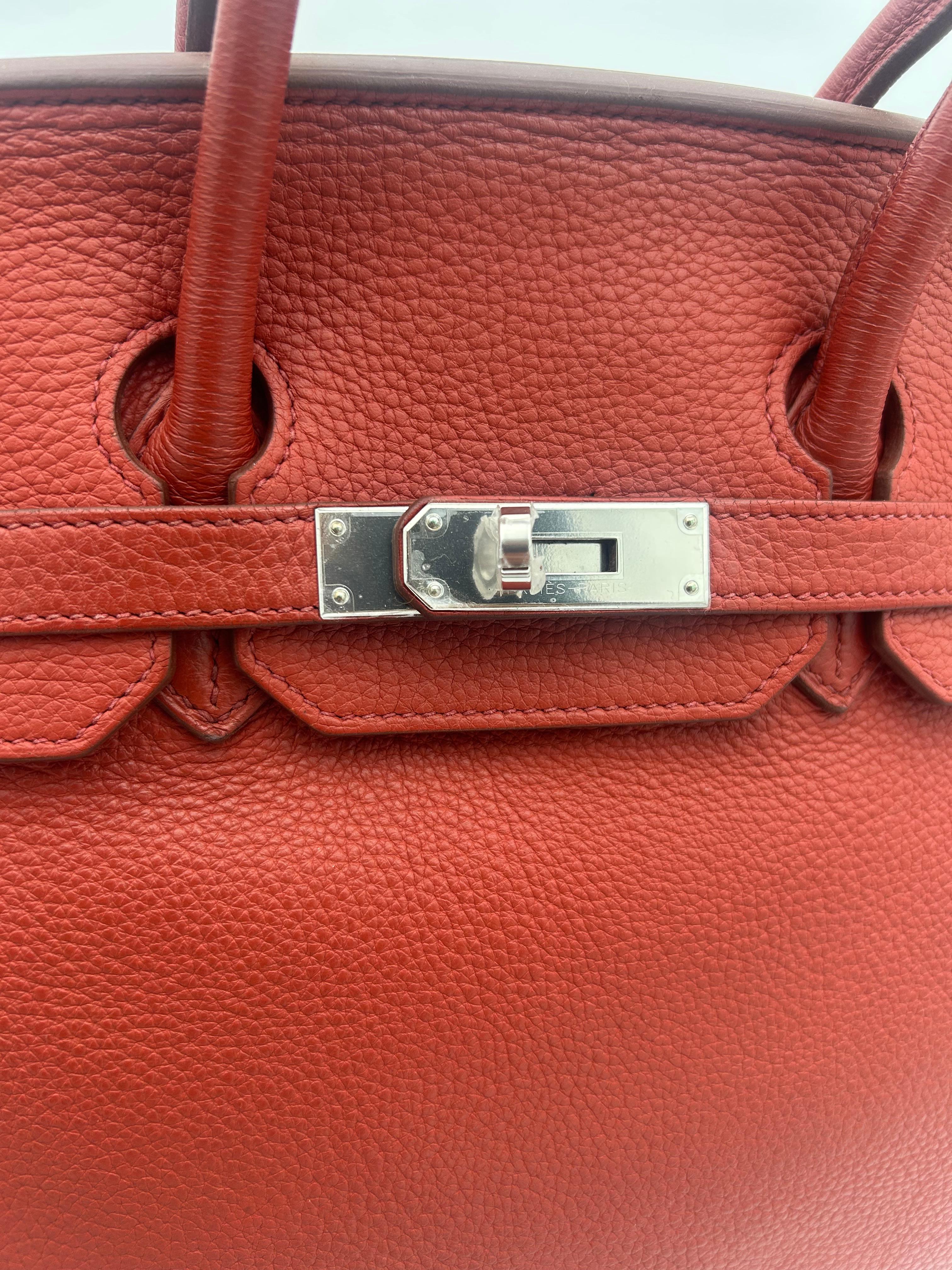 Women's or Men's Hermès Red Birkin Bag 35 Togo Leather 2009 For Sale