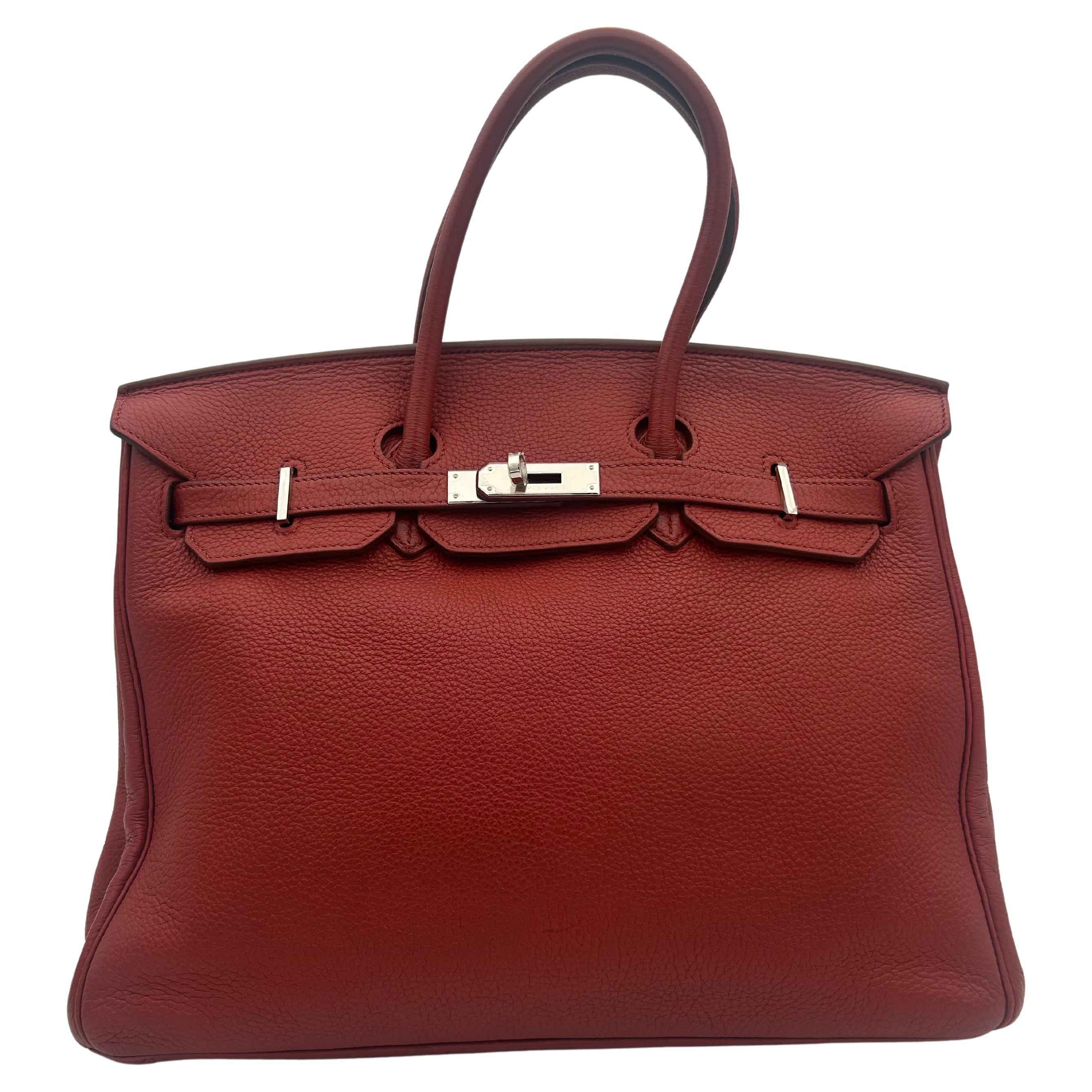 Hermès Red Birkin Bag 35 Togo Leather 2009 For Sale