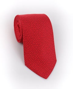HERMES Red & Black H Monogram Print 5 Fold Silk Necktie Tie 7926 MA