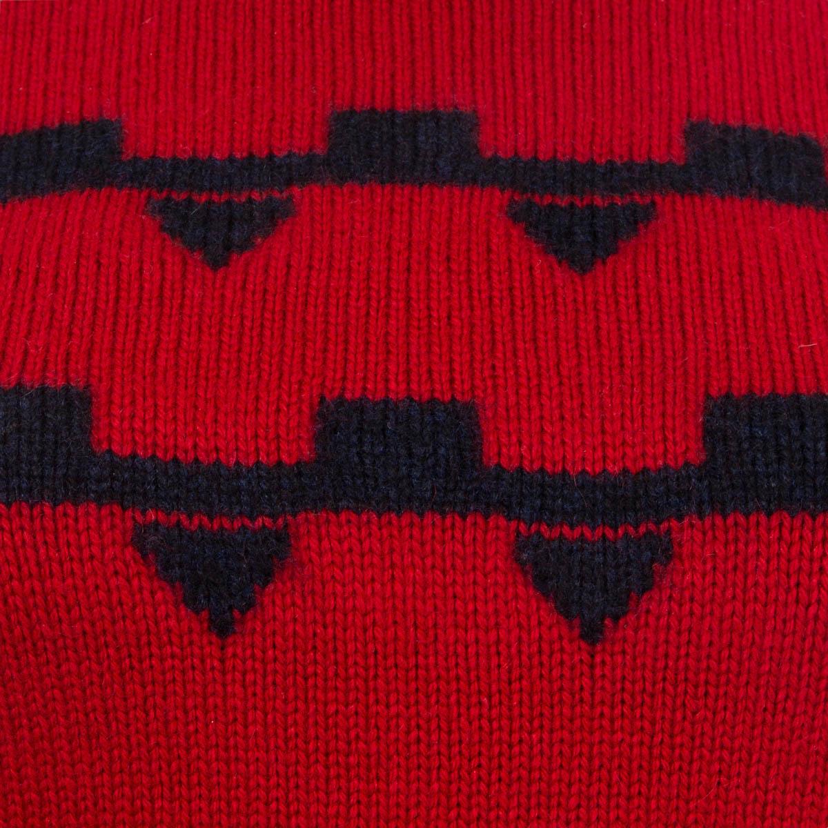 HERMES red & blue cashmere 2018 CHUNKY KNIT Turtleneck Sweater 34 XXS 1
