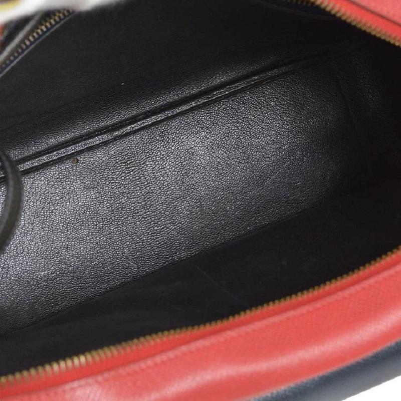 HERMES Red Blue Courchevel Lorraine Hardware Top Handle Satchel Shoulder Bag In Good Condition In Chicago, IL