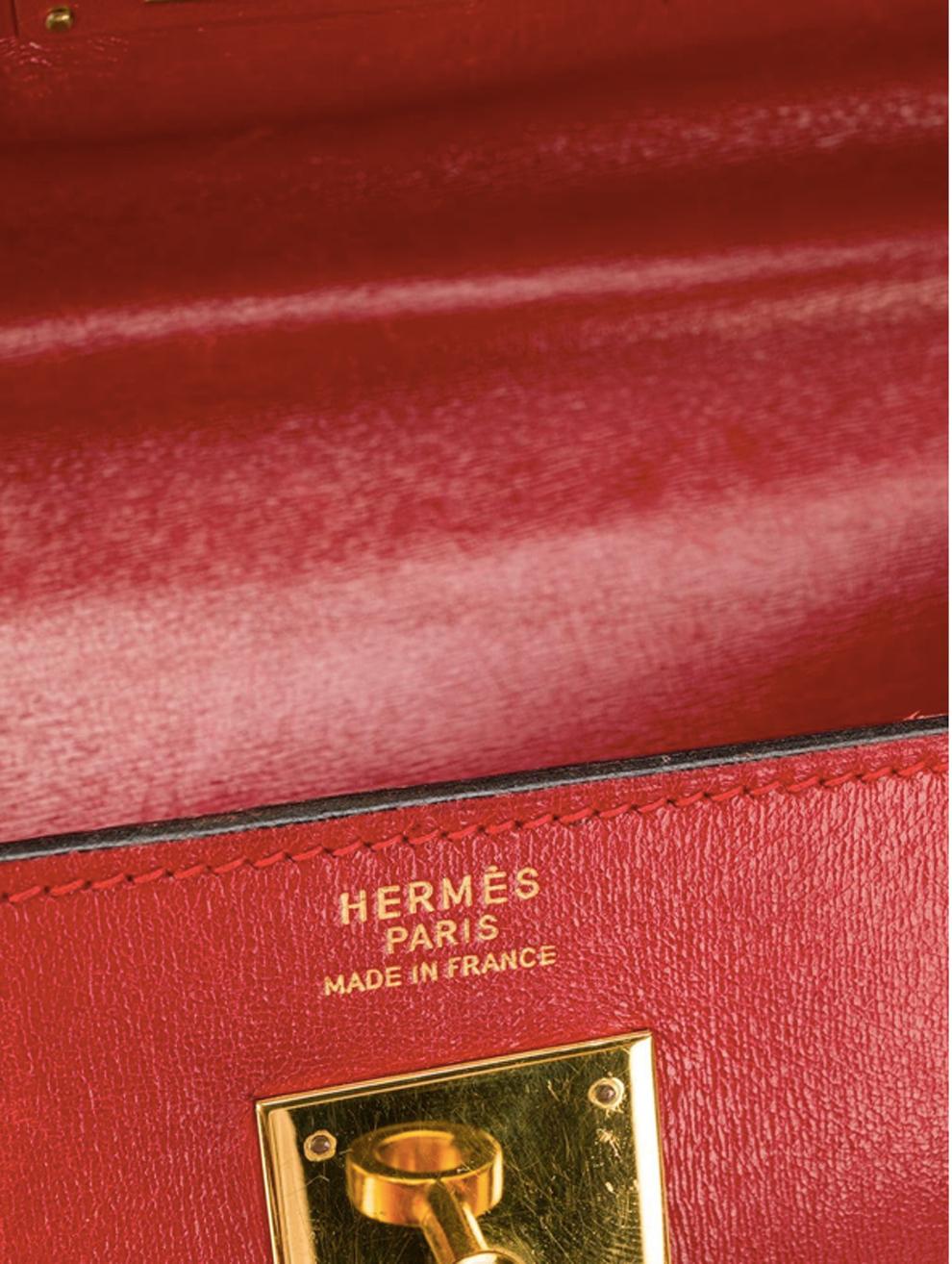 Hermes Red Box Calf Kelly 32cm Tote Bag 1