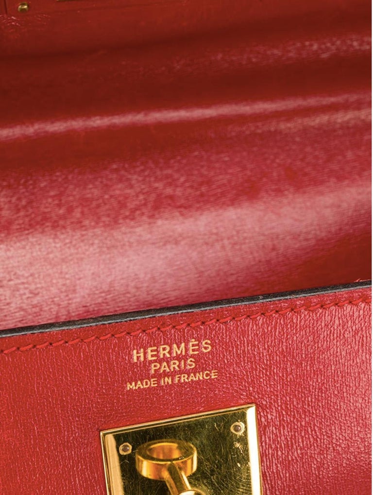 Hermes Red Box Calf Kelly 32cm Tote Bag at 1stDibs
