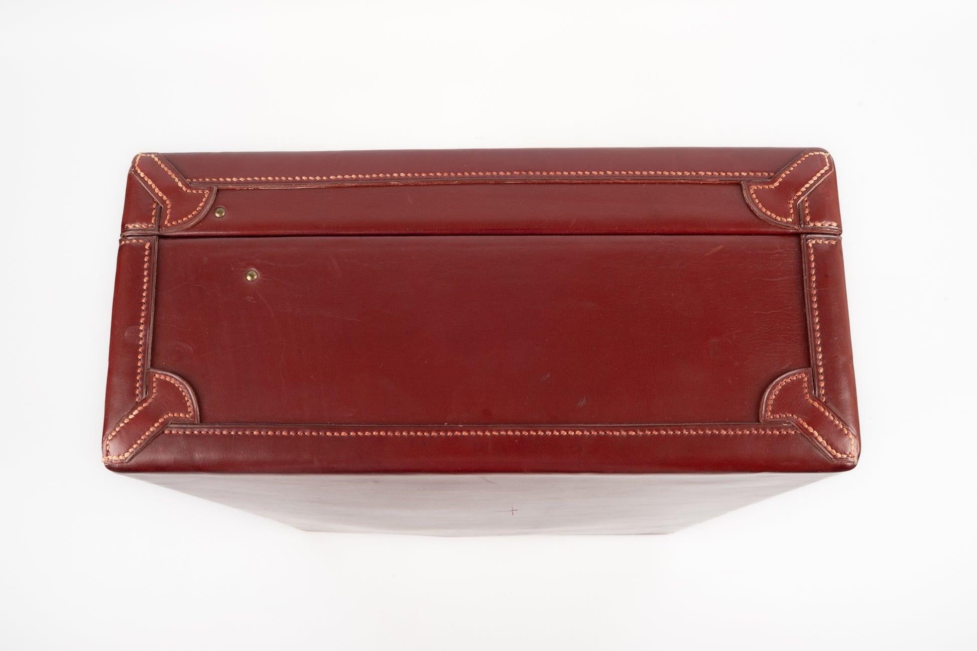 Hermès Red Box Leather Suitcase, 1950 Circa For Sale 5