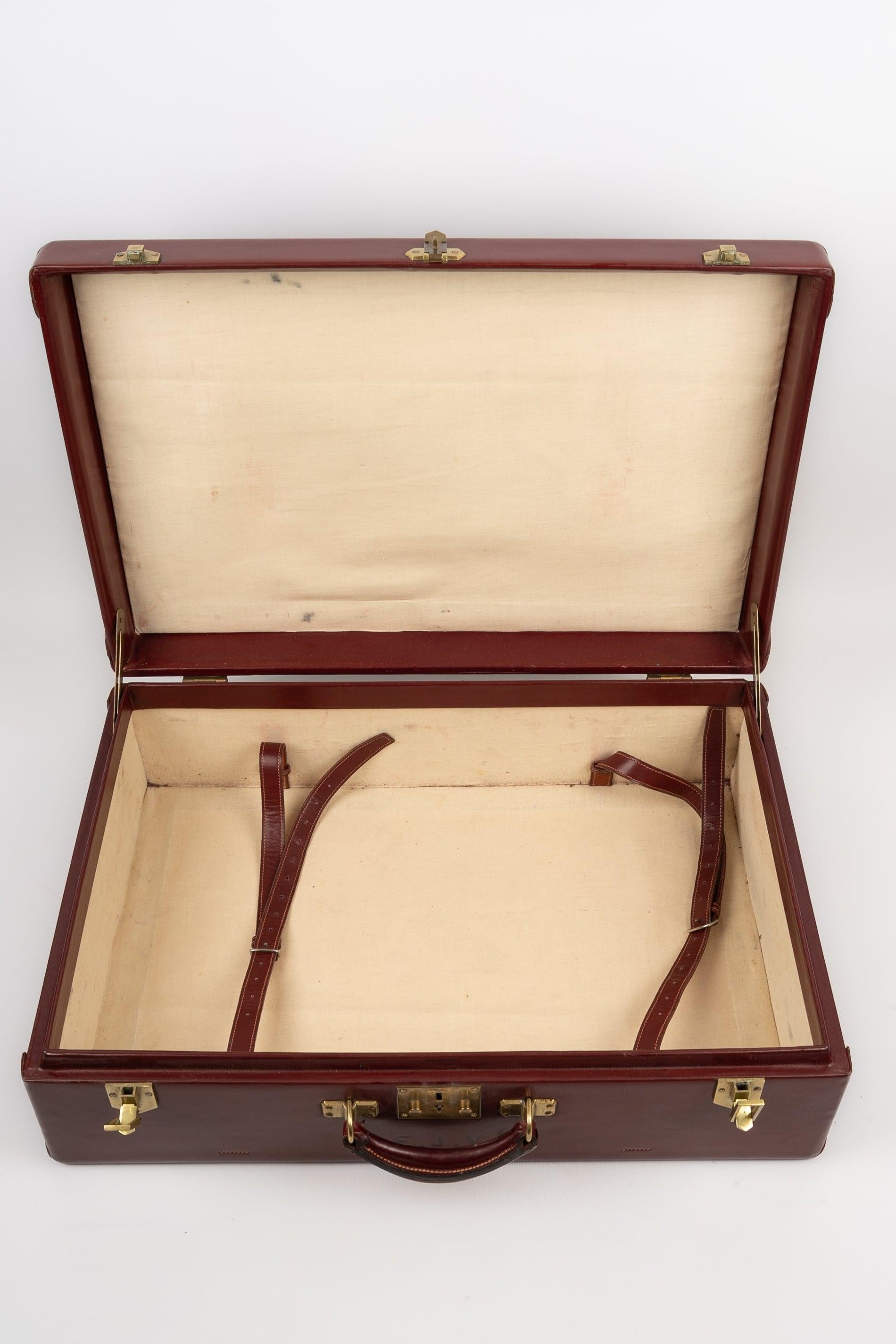 Hermès Red Box Leather Suitcase, 1950 Circa For Sale 7