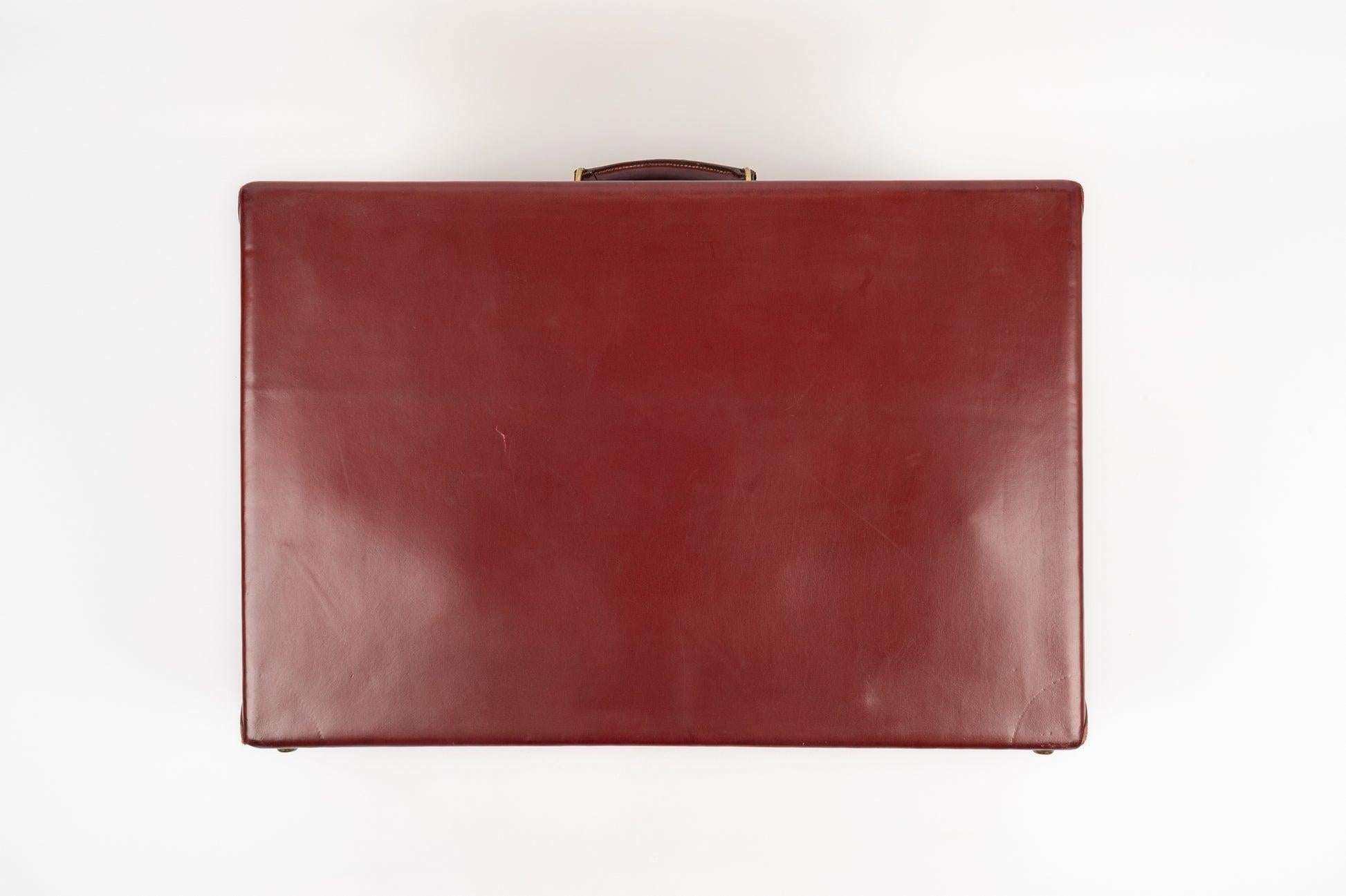 Women's or Men's Hermès Red Box Leather Suitcase, 1950 Circa For Sale