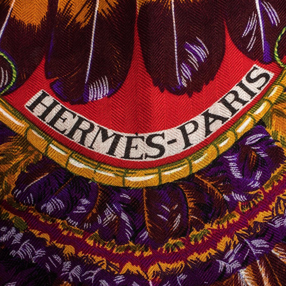 Women's Hermes Red Brazil Print Cashmere & Silk Giant Shawl