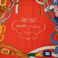 HERMES red BRIDES DE GALA APPLIQE PIQUE 140 Cashmere Shawl Scarf Cyclamen Rouge