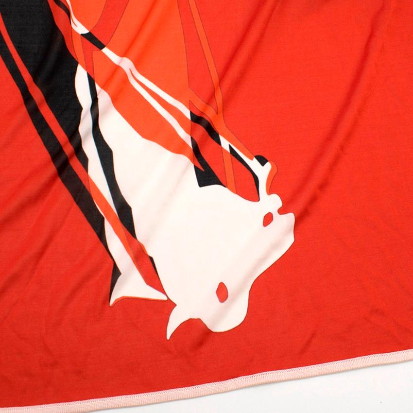 Hermes Red Caleche Elastique Remix Silk Scarf 90 In Excellent Condition In London, GB