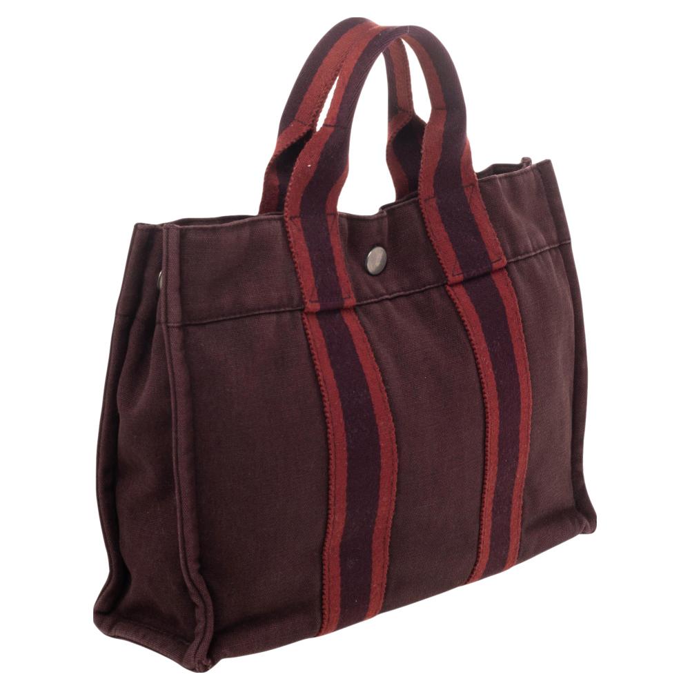 Hermes Red Canvas Fourre Tout Holdall PM Bag 3