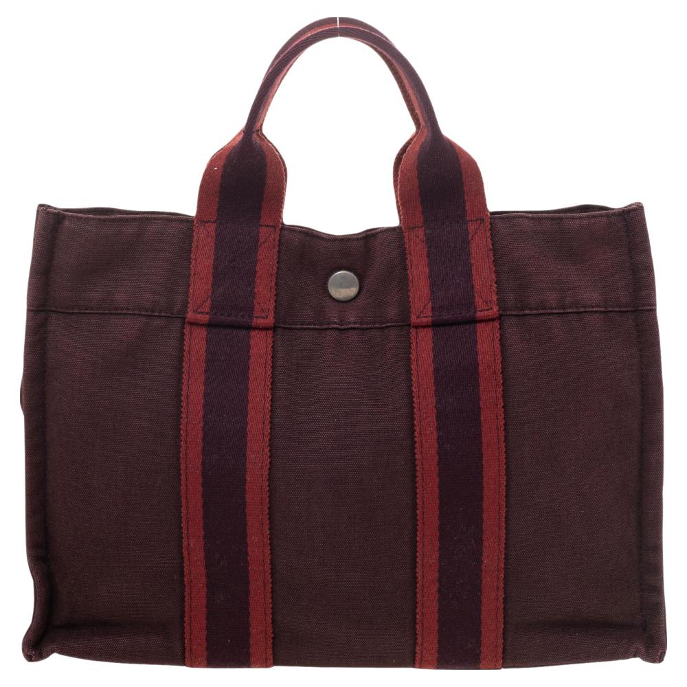 Hermes Red Canvas Fourre Tout Holdall PM Bag 1