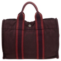 Hermes Red Canvas Fourre Tout Holdall PM Bag