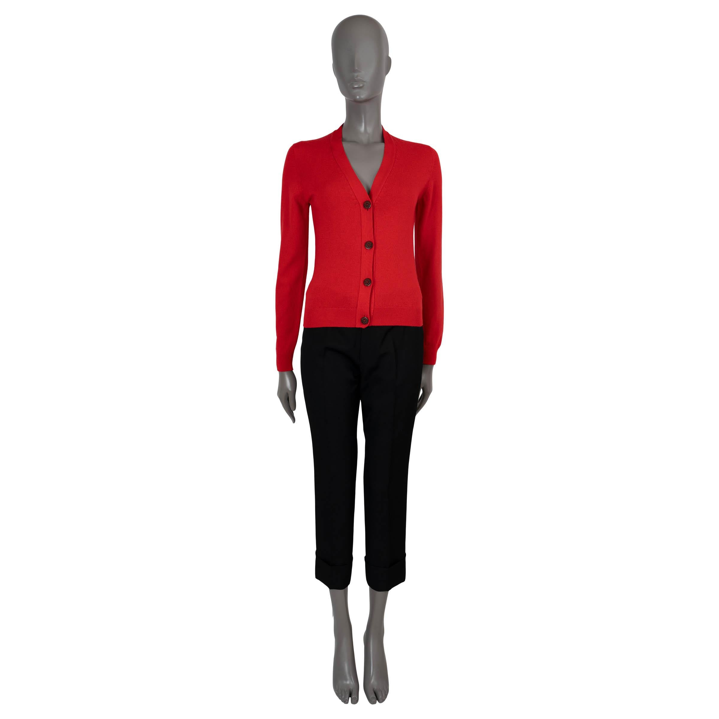 HERMES rot Kaschmir Knopfleiste Strickjacke Pullover 34 XXS im Zustand „Hervorragend“ im Angebot in Zürich, CH