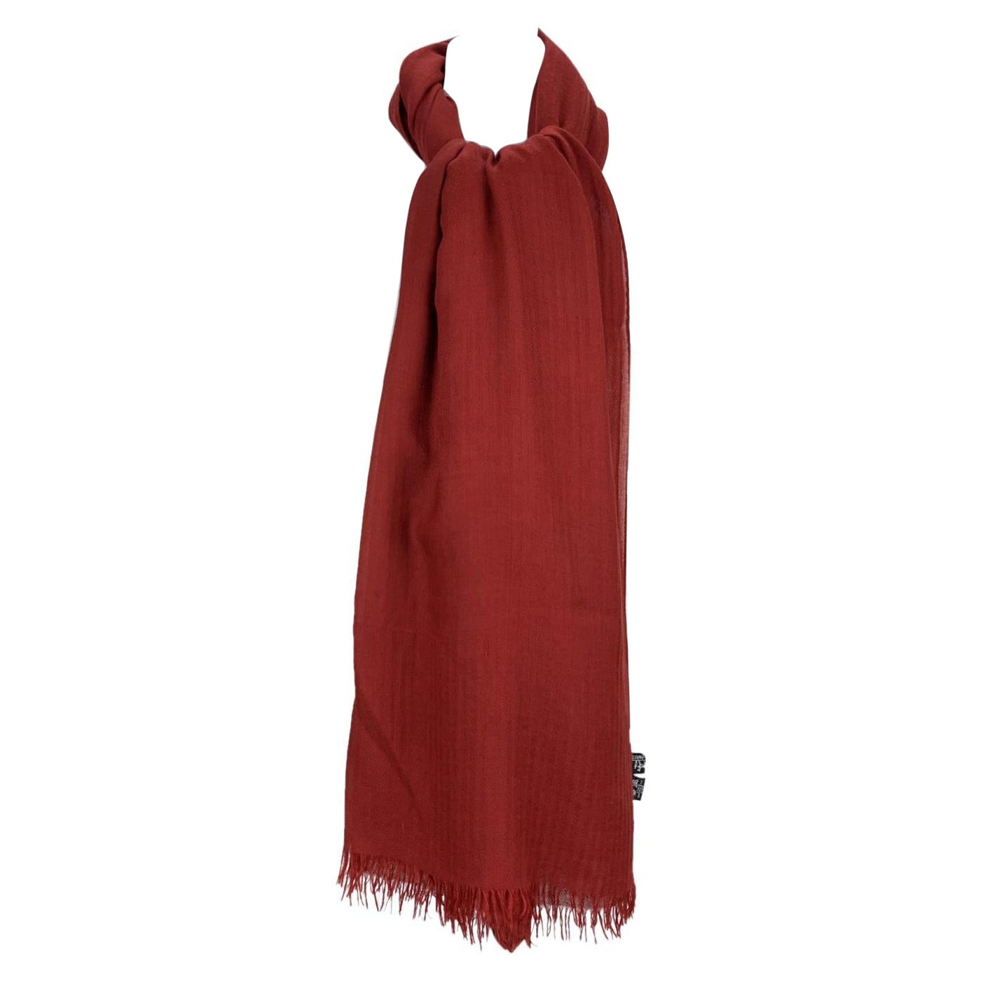 Hermes Red Cashmere Wool H Pattern Large Scarf Shawl