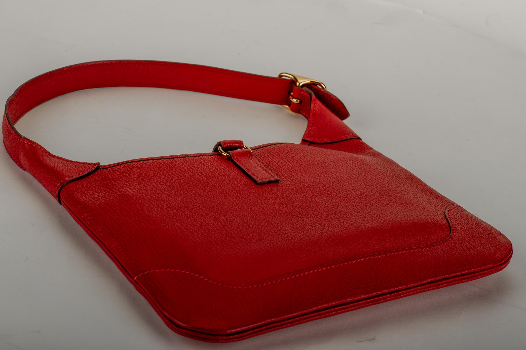 Hermes Red Chevre Mini Trim Bag In Excellent Condition In West Hollywood, CA
