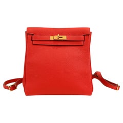 Hermès Red Clemence Kelly Backpack 