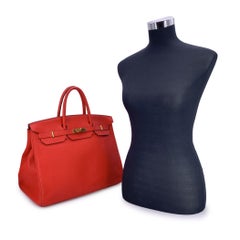 Hermes Red Clemence Leather Birkin 40 Bag Satchel Handbag