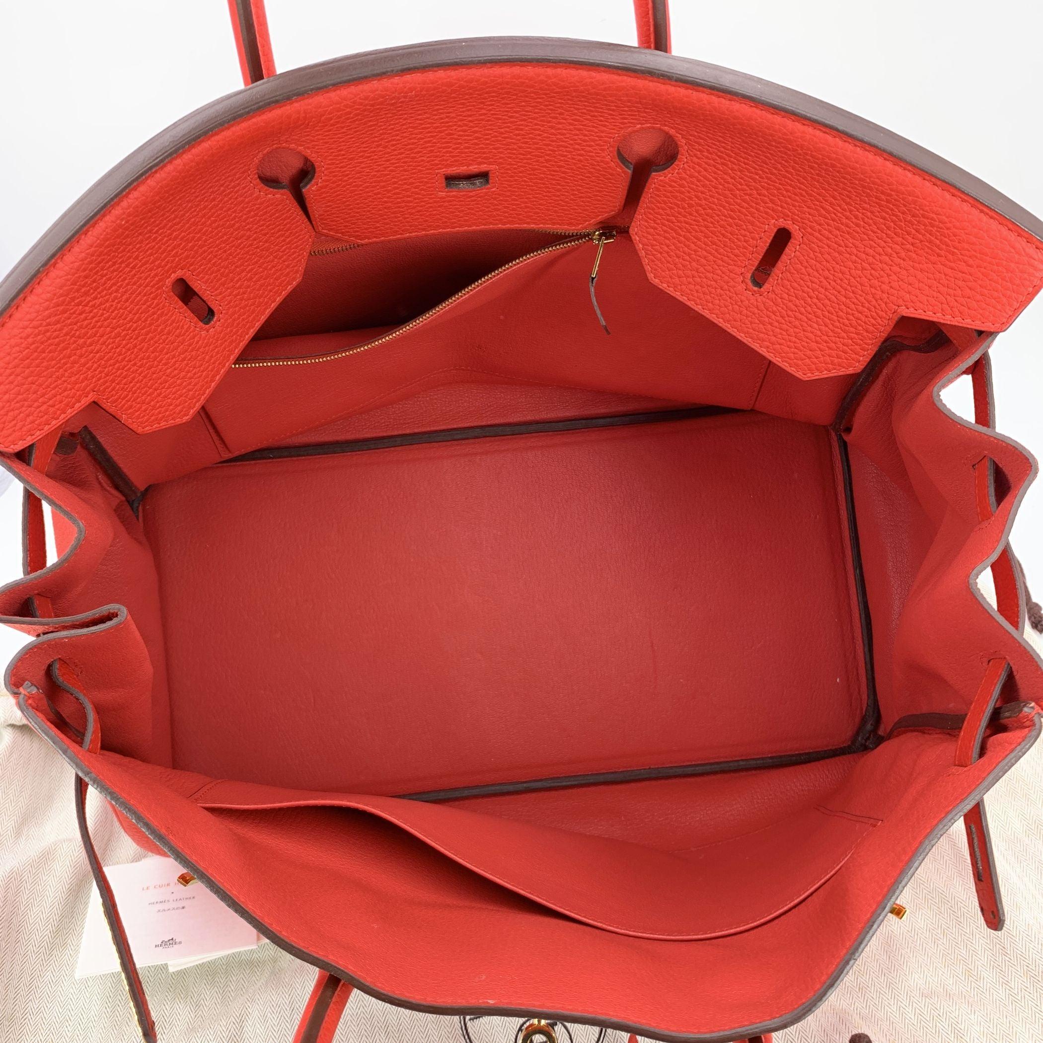 Hermes Red Clemence Leather Birkin 40 Bag Satchel Handbag For Sale 1