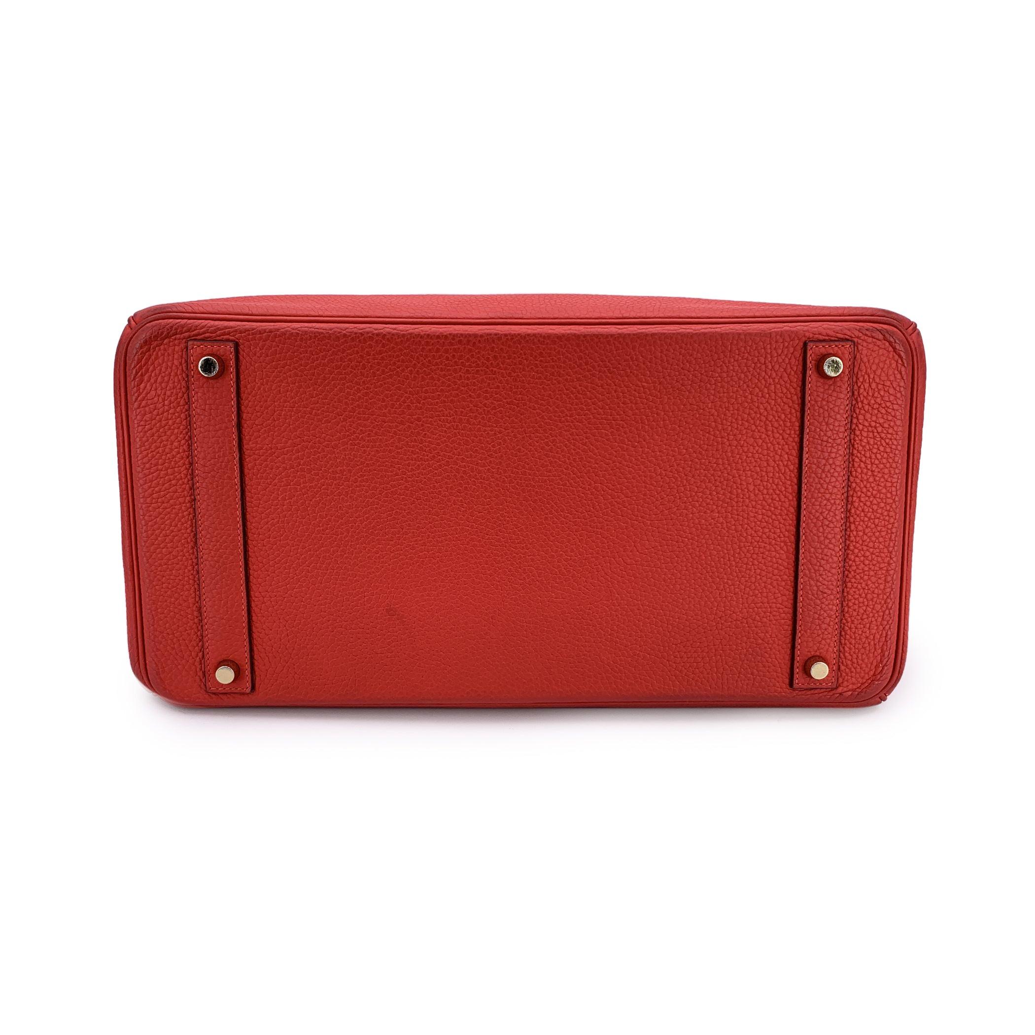Hermes Red Clemence Leather Birkin 40 Bag Satchel Handbag For Sale 5