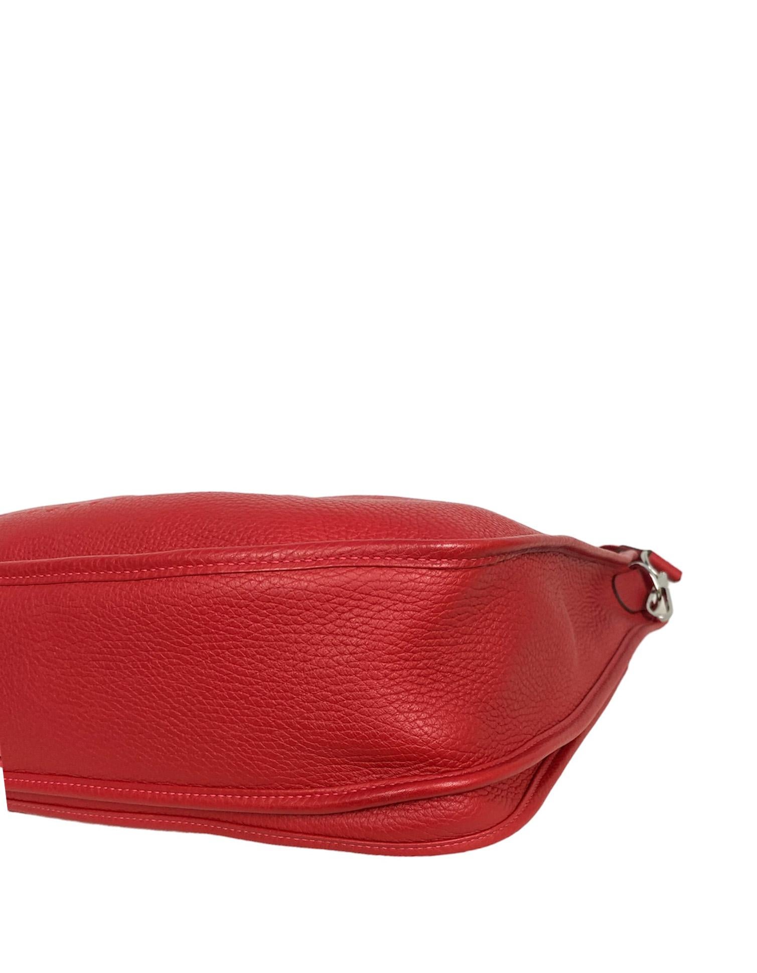 Hermes Red Clemence Leather Evelyne III GM Messenger Bag For Sale 2
