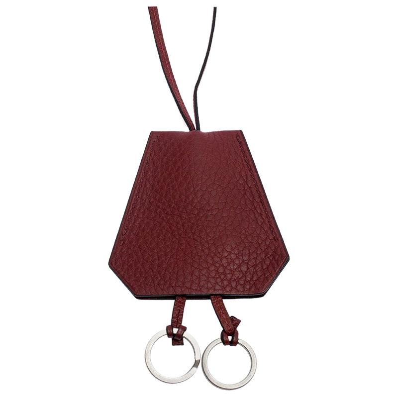 Hermes Red Clemence Leather Margiela Cover of Key Necklace
