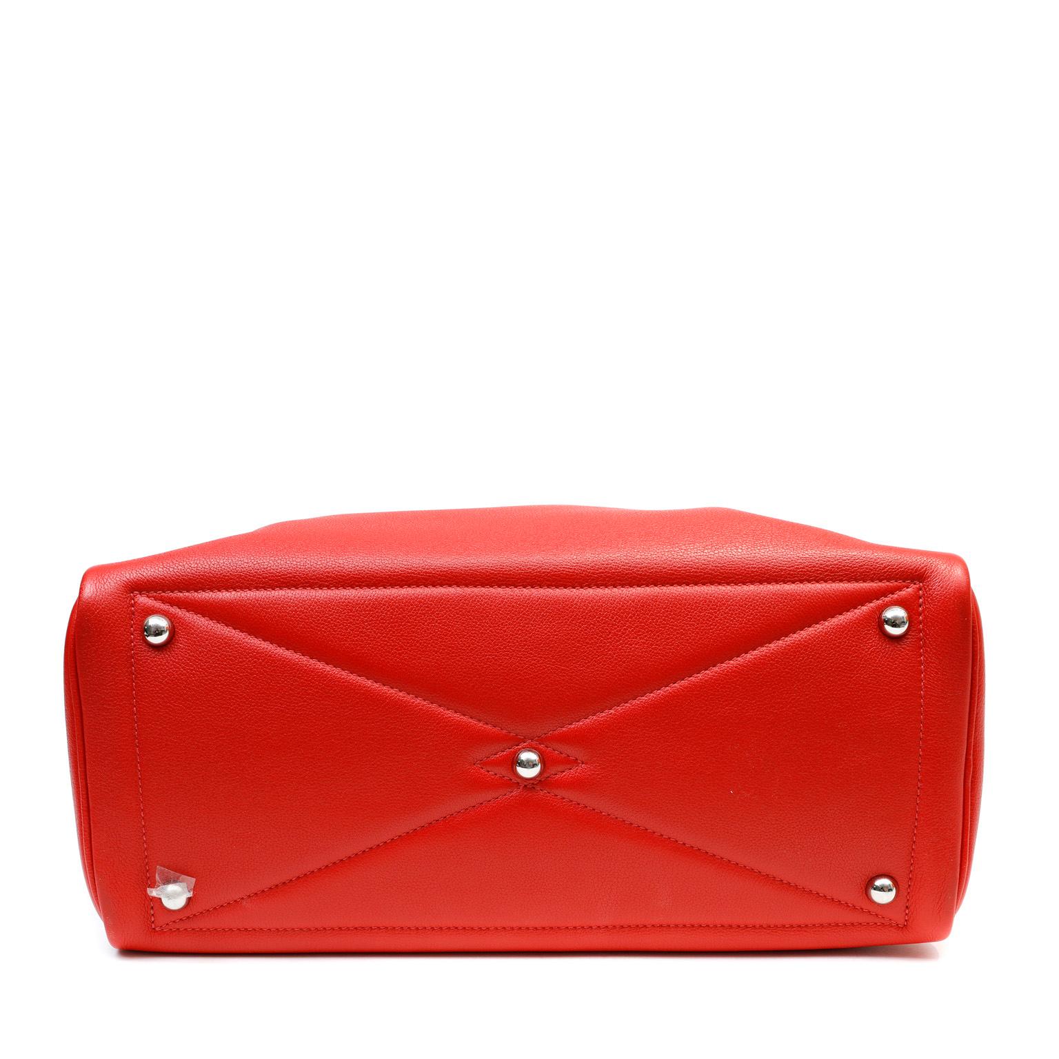 Hermès Rote Clemence Victoria II Tasche im Angebot 1
