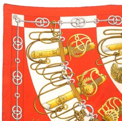 Hermes Red Cliquetis by J. Abadie Silk Scarf