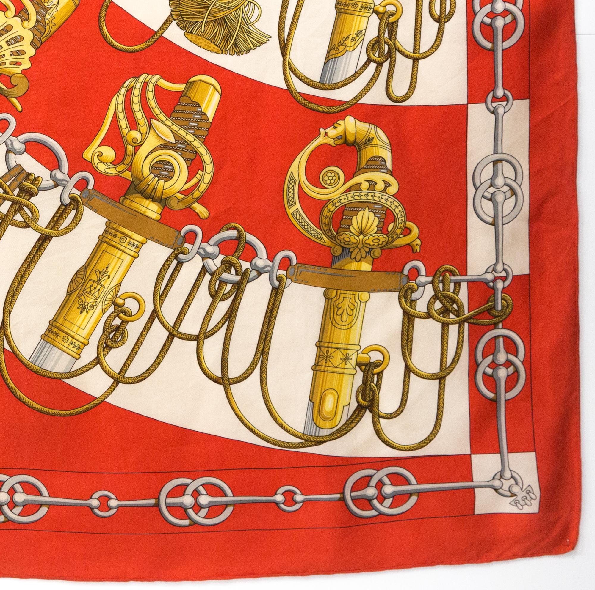 Women's or Men's Hermes Red Cliquetis by J. Abadie Silk Scarf For Sale