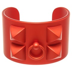 Hermes Rot Collier de Chien CDC Aluminium Manschettenarmband