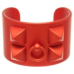 Hermes Red Collier de Chien CDC Aluminum Cuff Bracelet