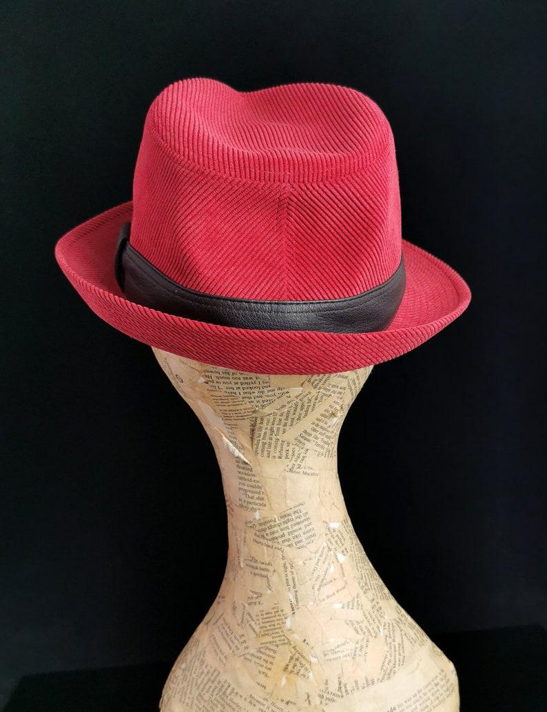 black red fedora hat