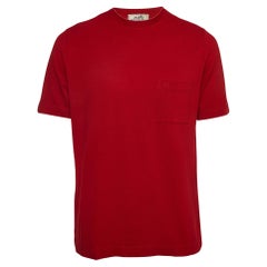 Hermes Red Cotton Pique Crew Neck T-Shirt L