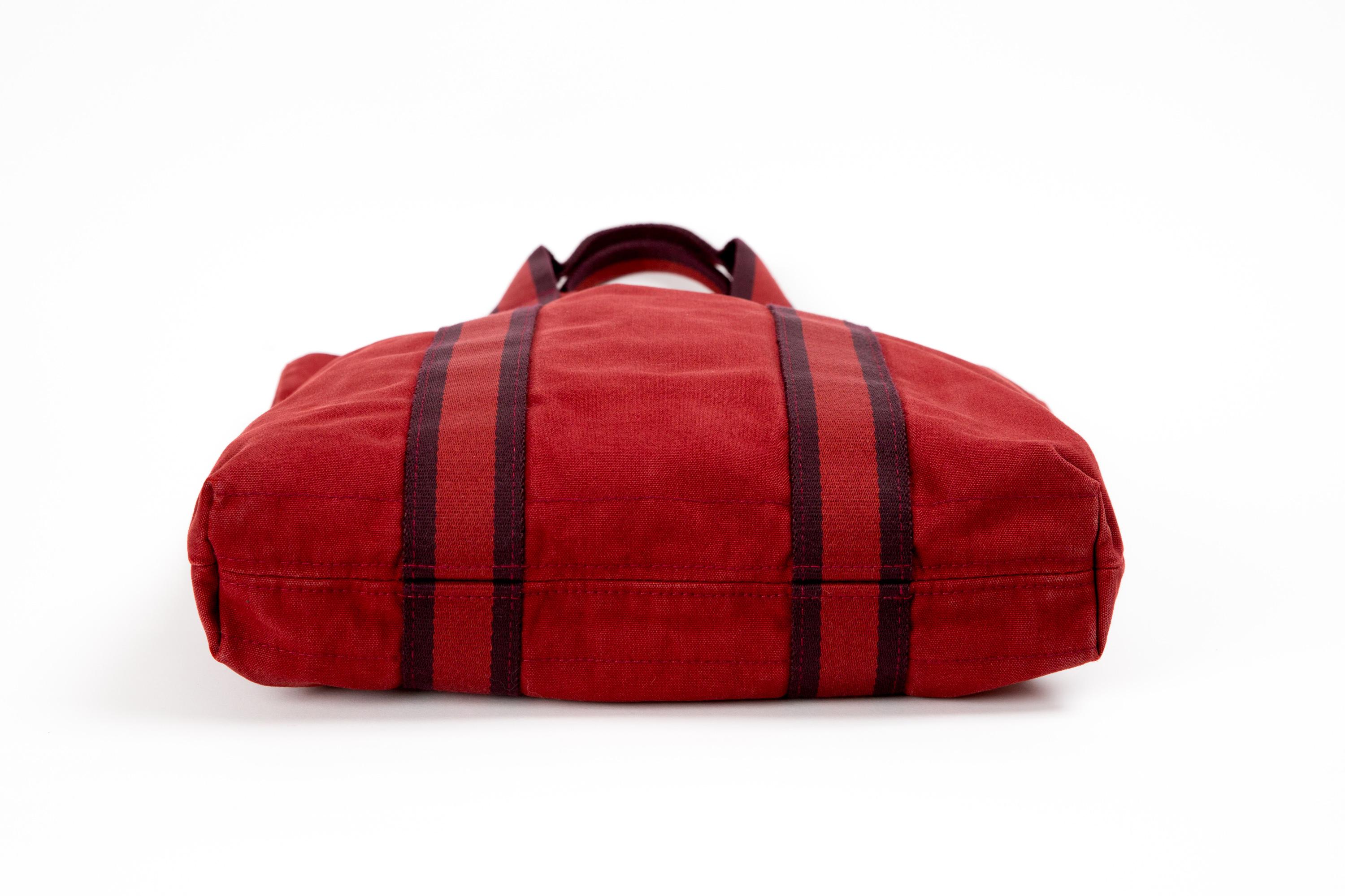 Women's or Men's Hermes Red Cotton Toto Long Tote Bag For Sale