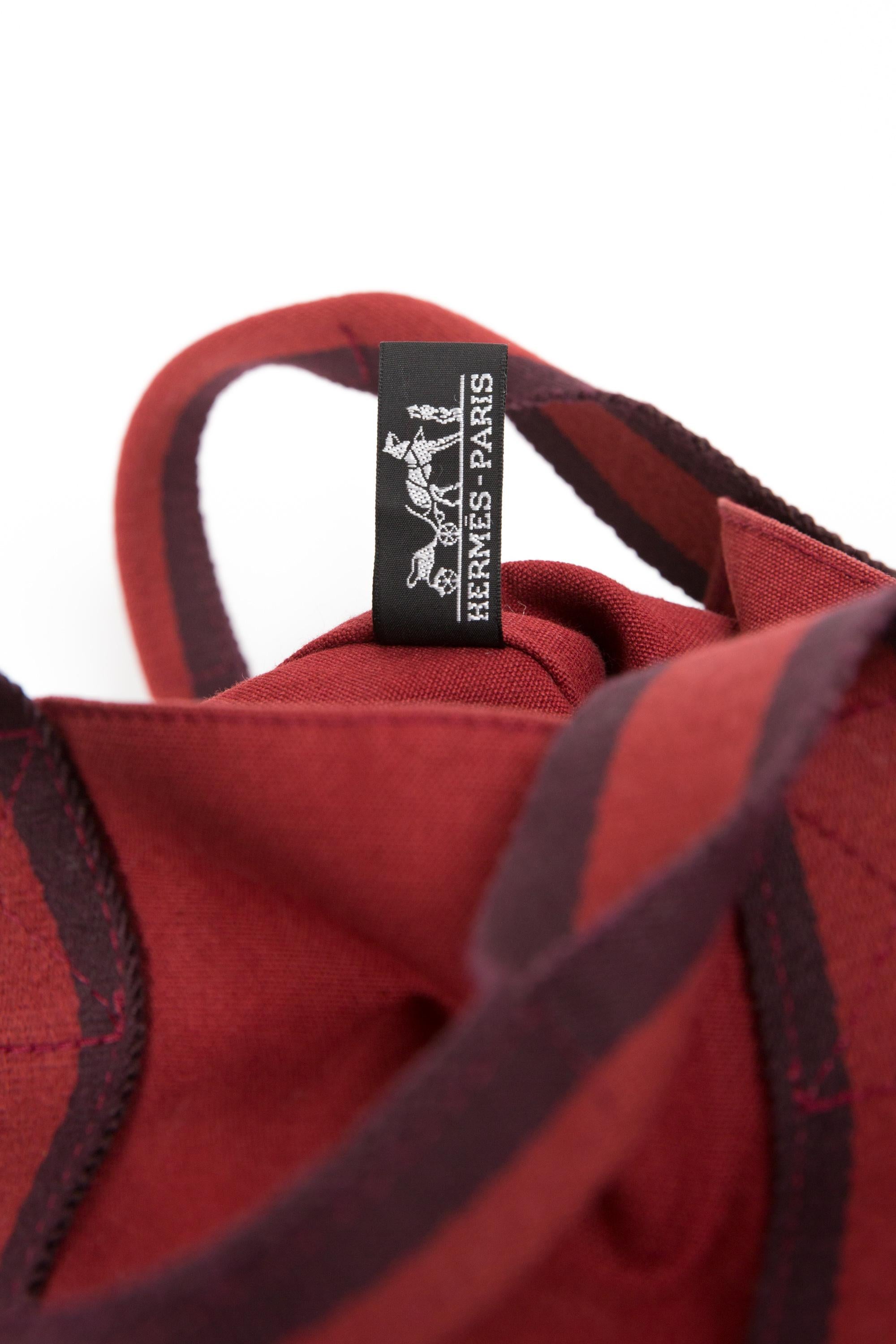 Hermes Red Cotton Toto Long Tote Bag For Sale 1