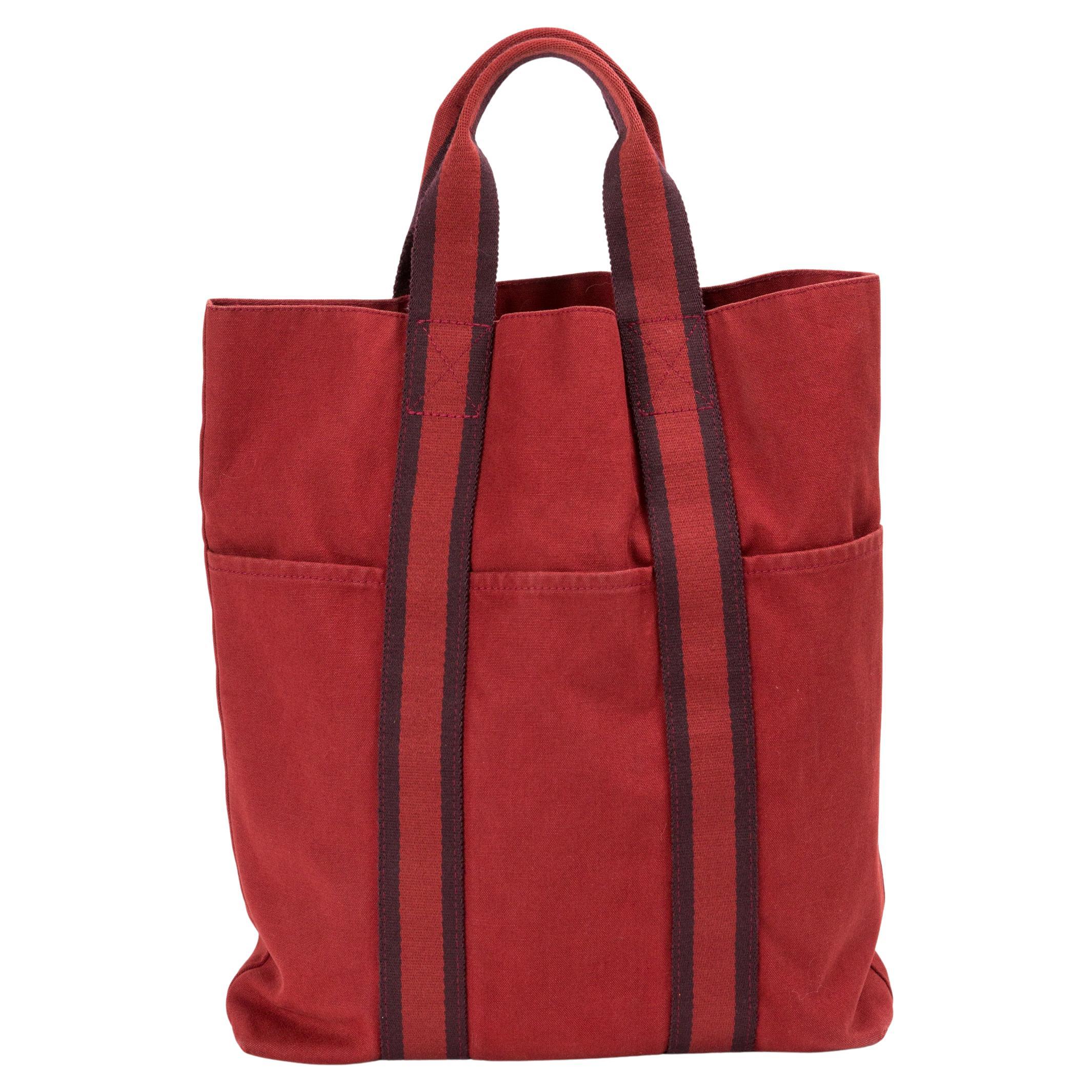 Hermes Red Cotton Toto Long Tote Bag