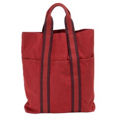 Hermes Red Cotton Toto Long Tote Bag