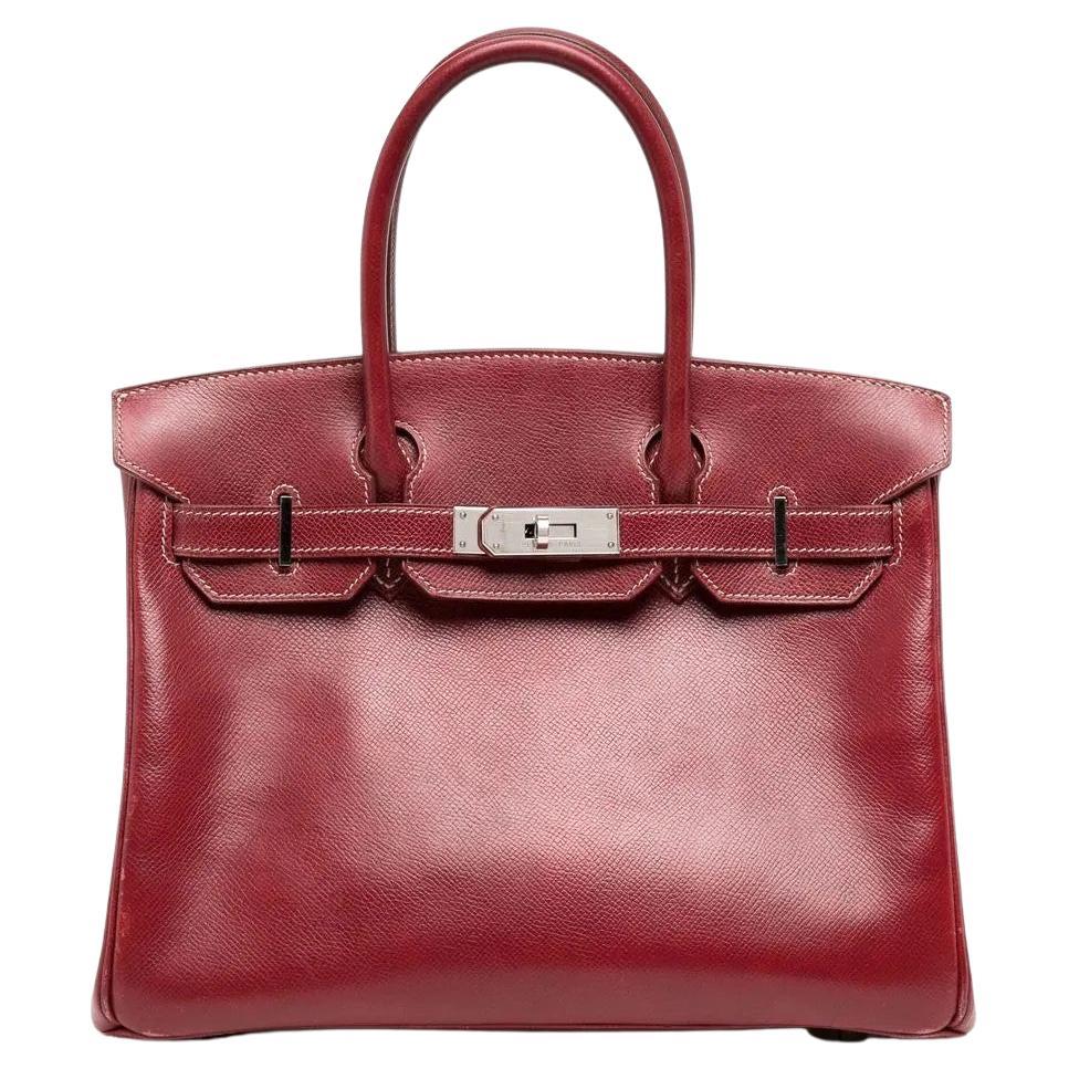 Hermès Birkin 30 en cuir rouge Courchevel en vente