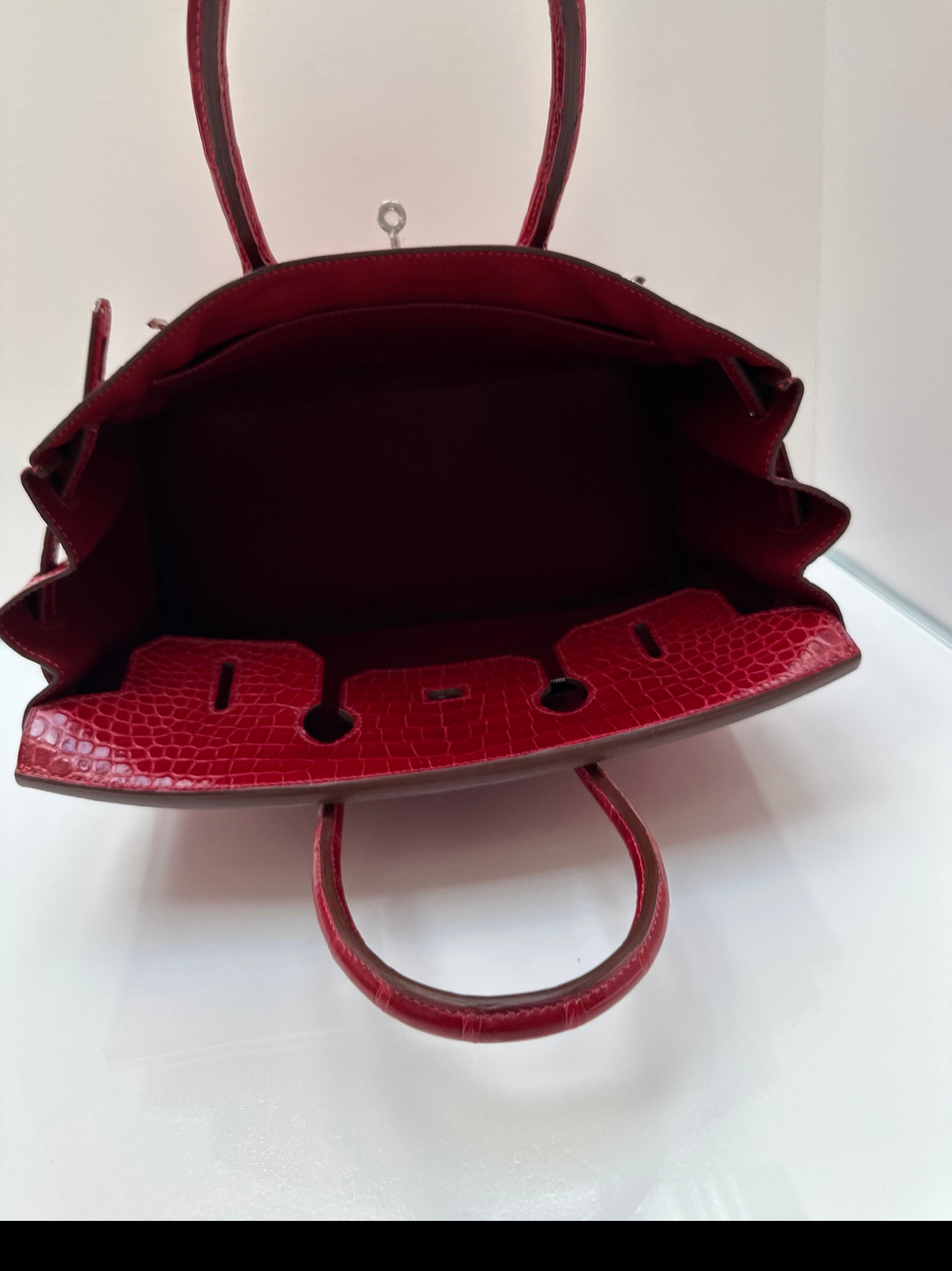 Hermes Red Crocodile Birkin 35 Bag For Sale 8