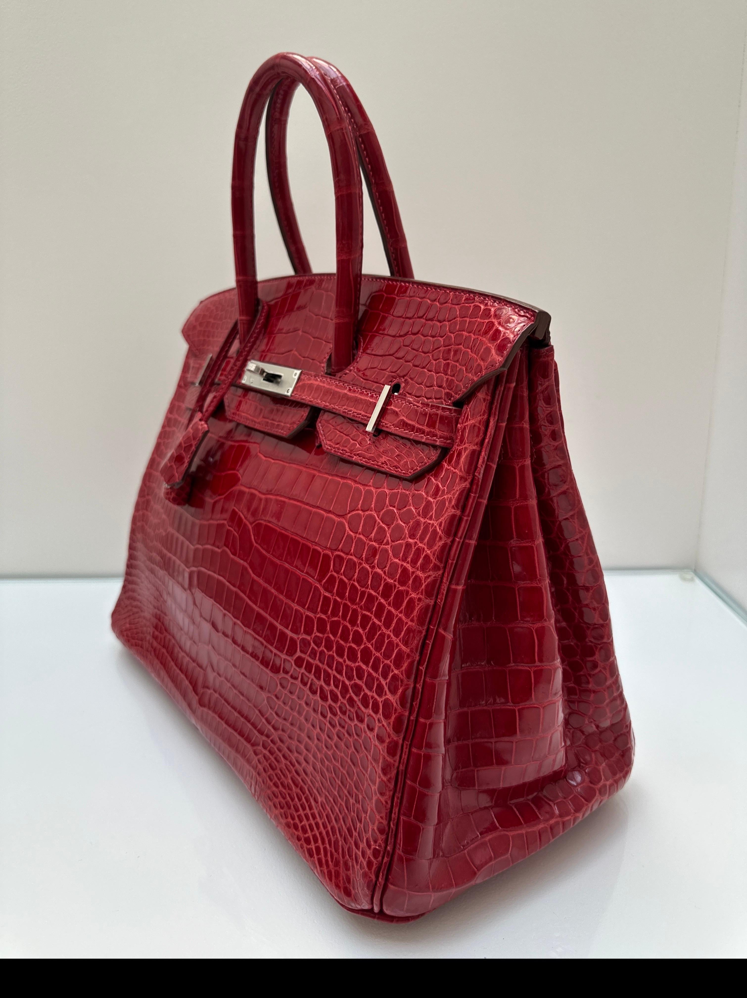 Hermes Red Crocodile Birkin 35 Bag For Sale 15