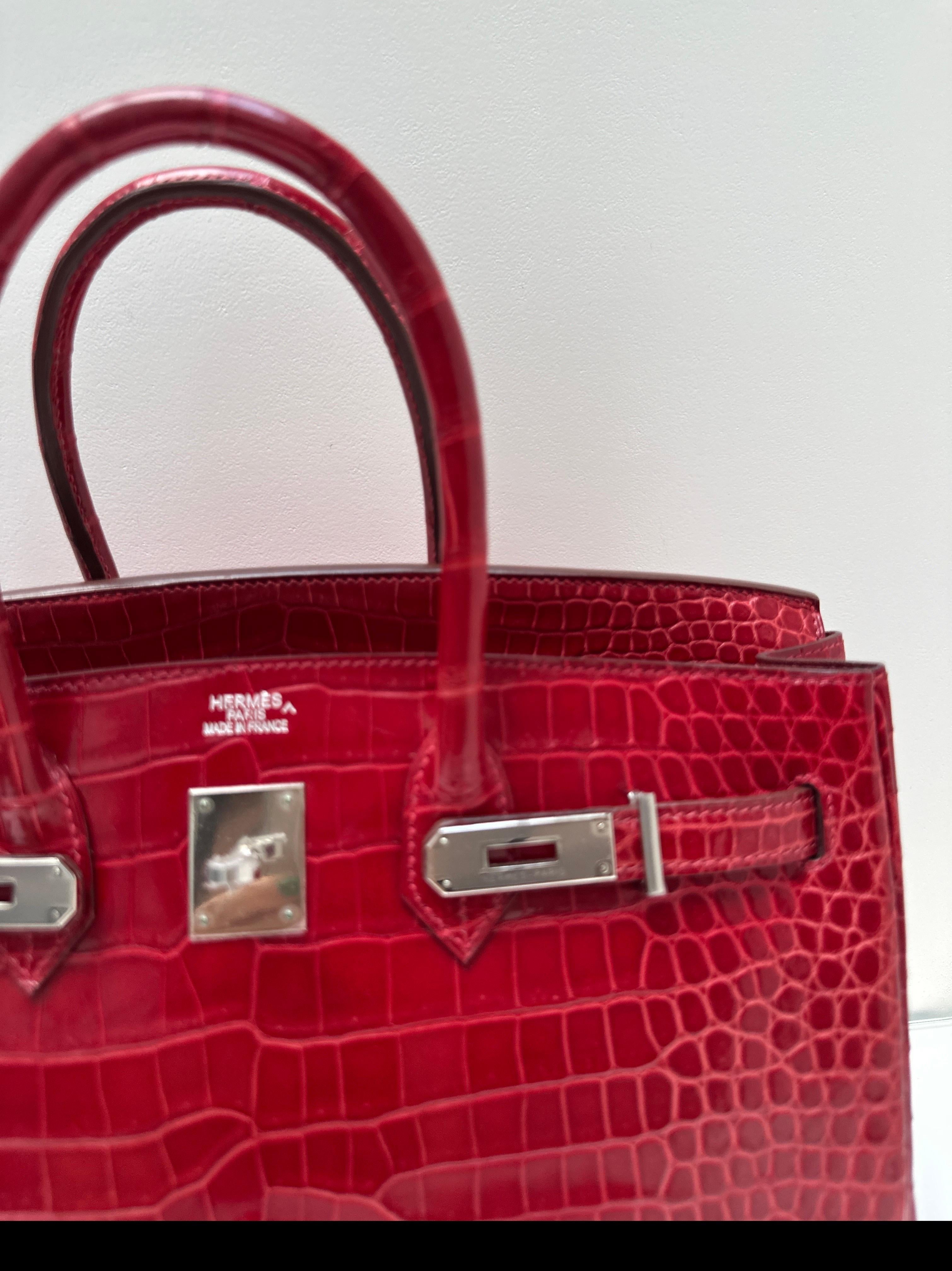 Women's or Men's Hermes Red Crocodile Birkin 35 Bag For Sale