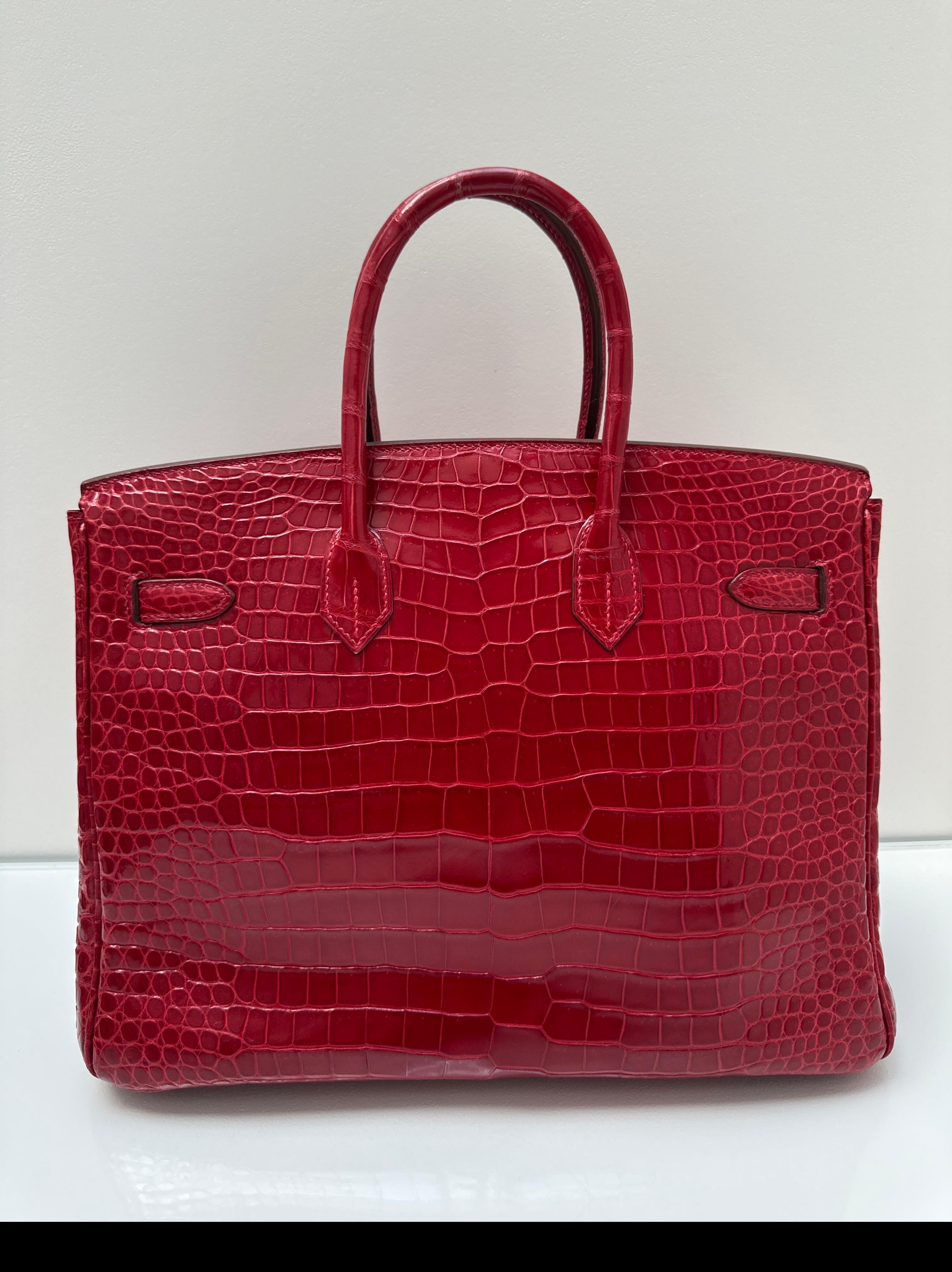 Hermes Red Crocodile Birkin 35 Bag For Sale 1