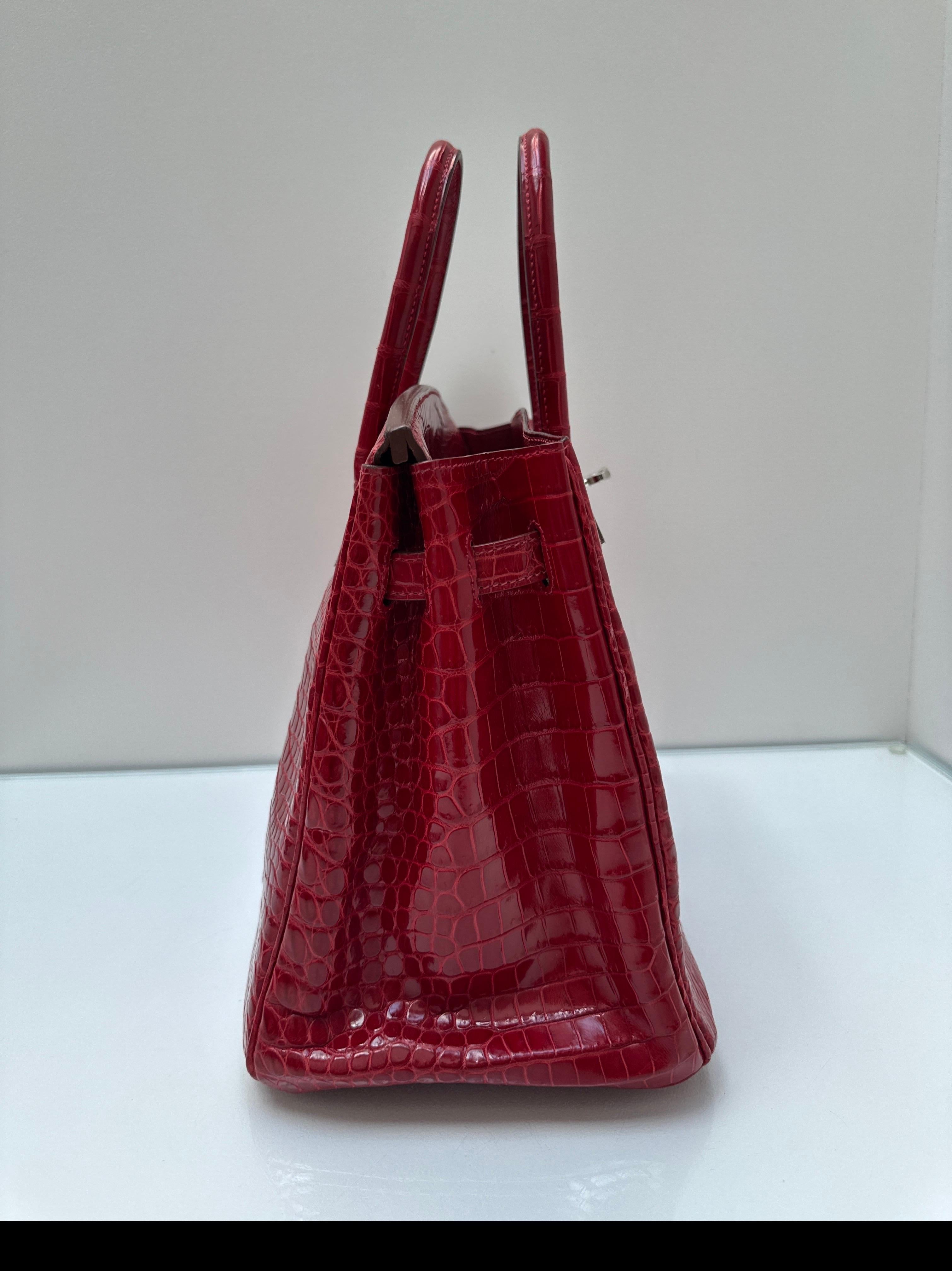 Hermes Red Crocodile Birkin 35 Bag For Sale 3