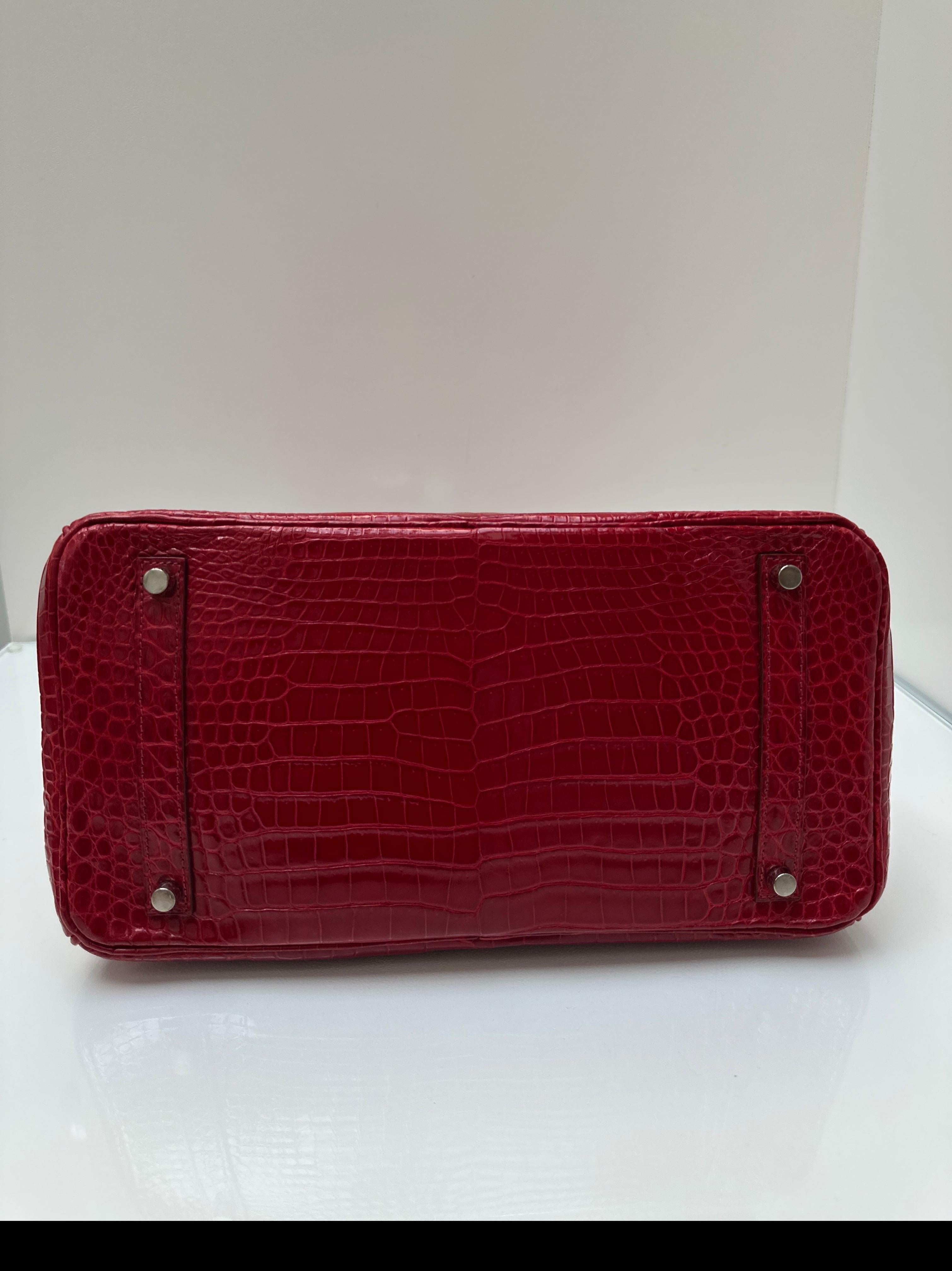 Hermes Red Crocodile Birkin 35 Bag For Sale 4