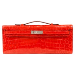 Hermès Red Crocodile Kelly Cut Clutch